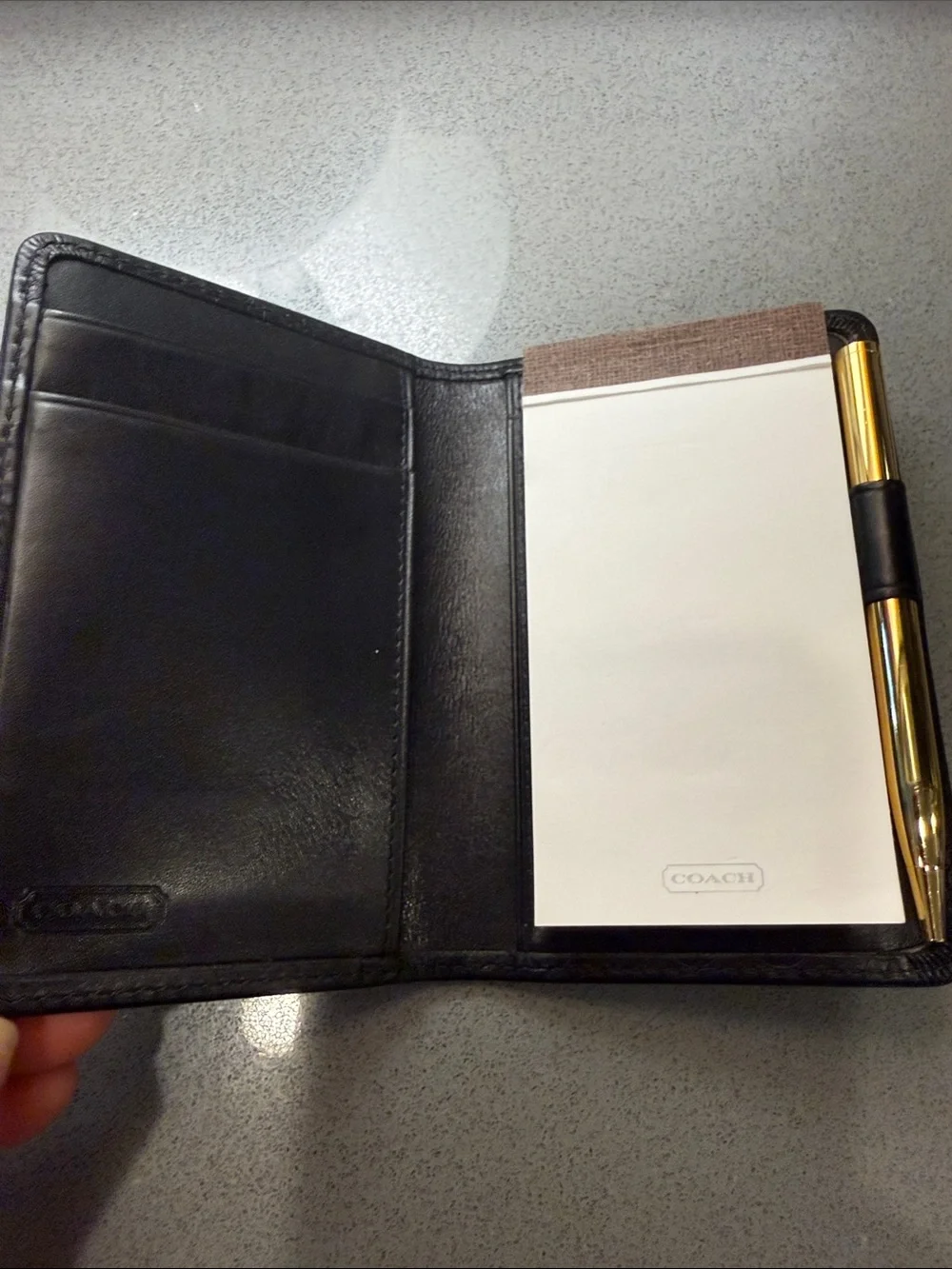 Coach mini notepad / organizer w pen and card slots